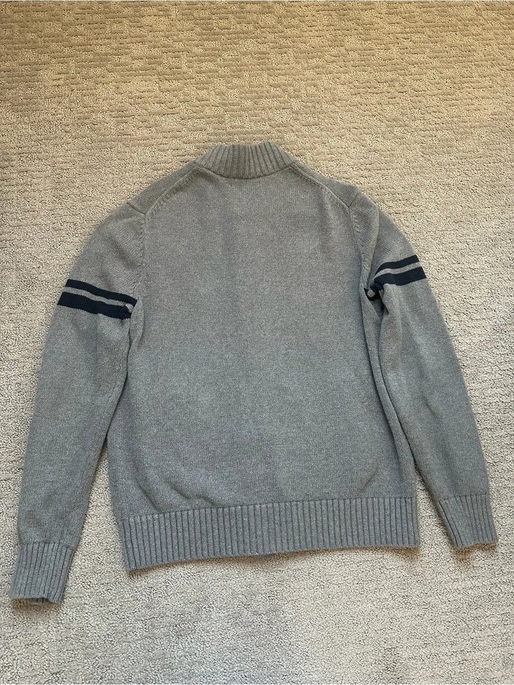 Banana Republic Men’s Gray Varsity Stripe Cotton Cardigan Sweater L